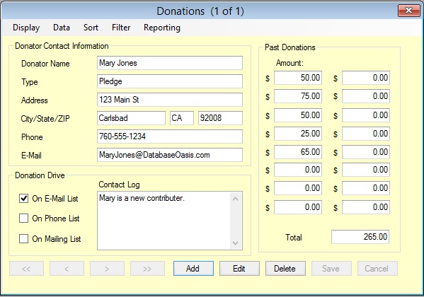 Donations Database