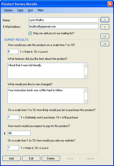 Product Survey Database